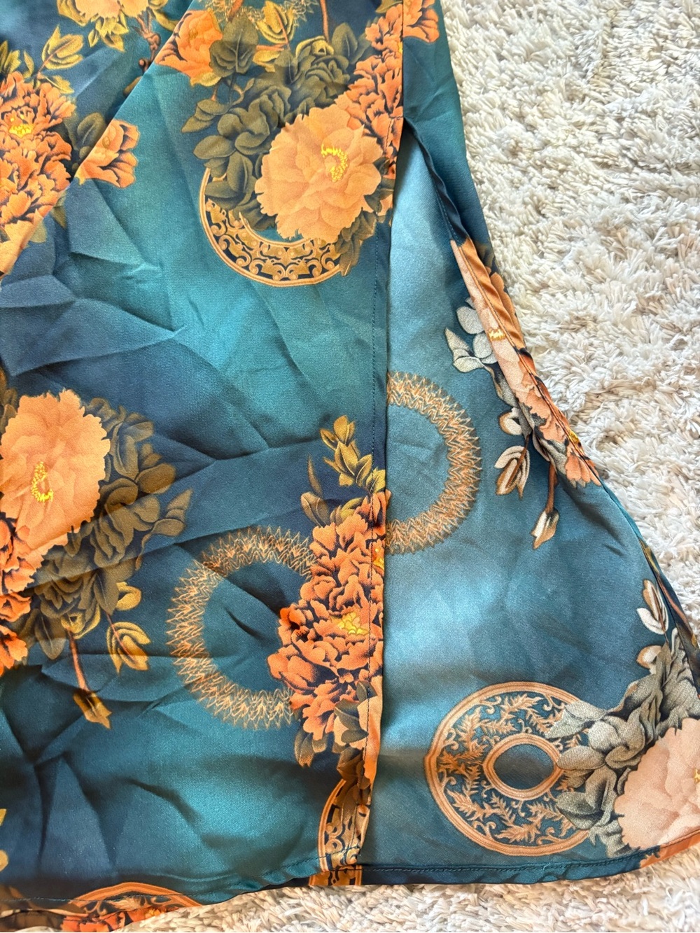 12th Tribe Alexandria Teal Floral Slip Dress Size L NWOT - Picture 6 of 11